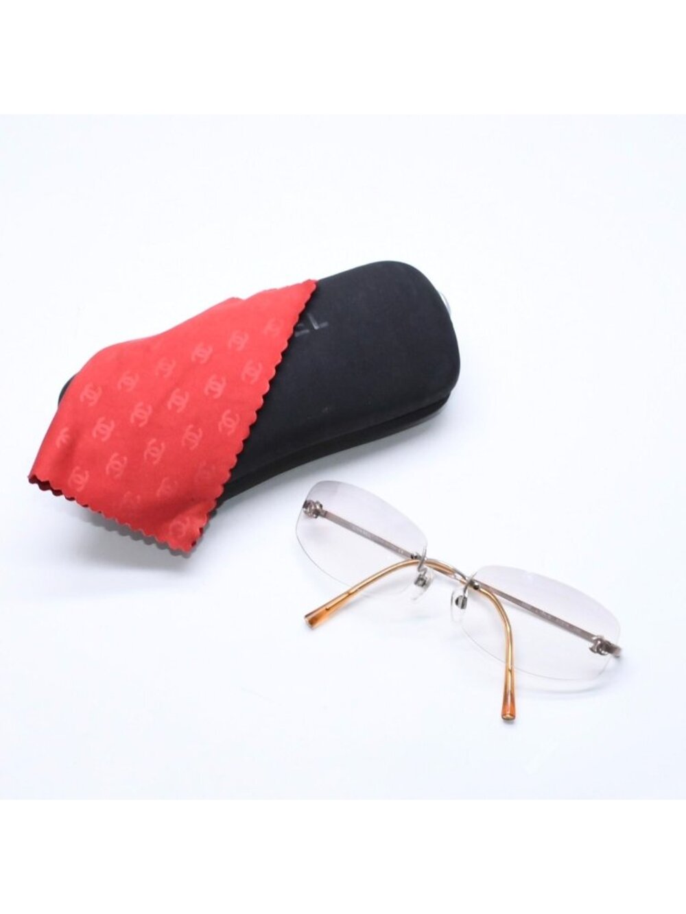 Chanel Rimless Side CC Logo Sunglasses Gradient Lens Silver Frame Eyewear